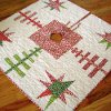 Evergreens and Stars Quilted Tree Skirt