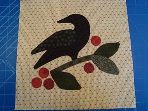 Crow on Berry Branch Applique